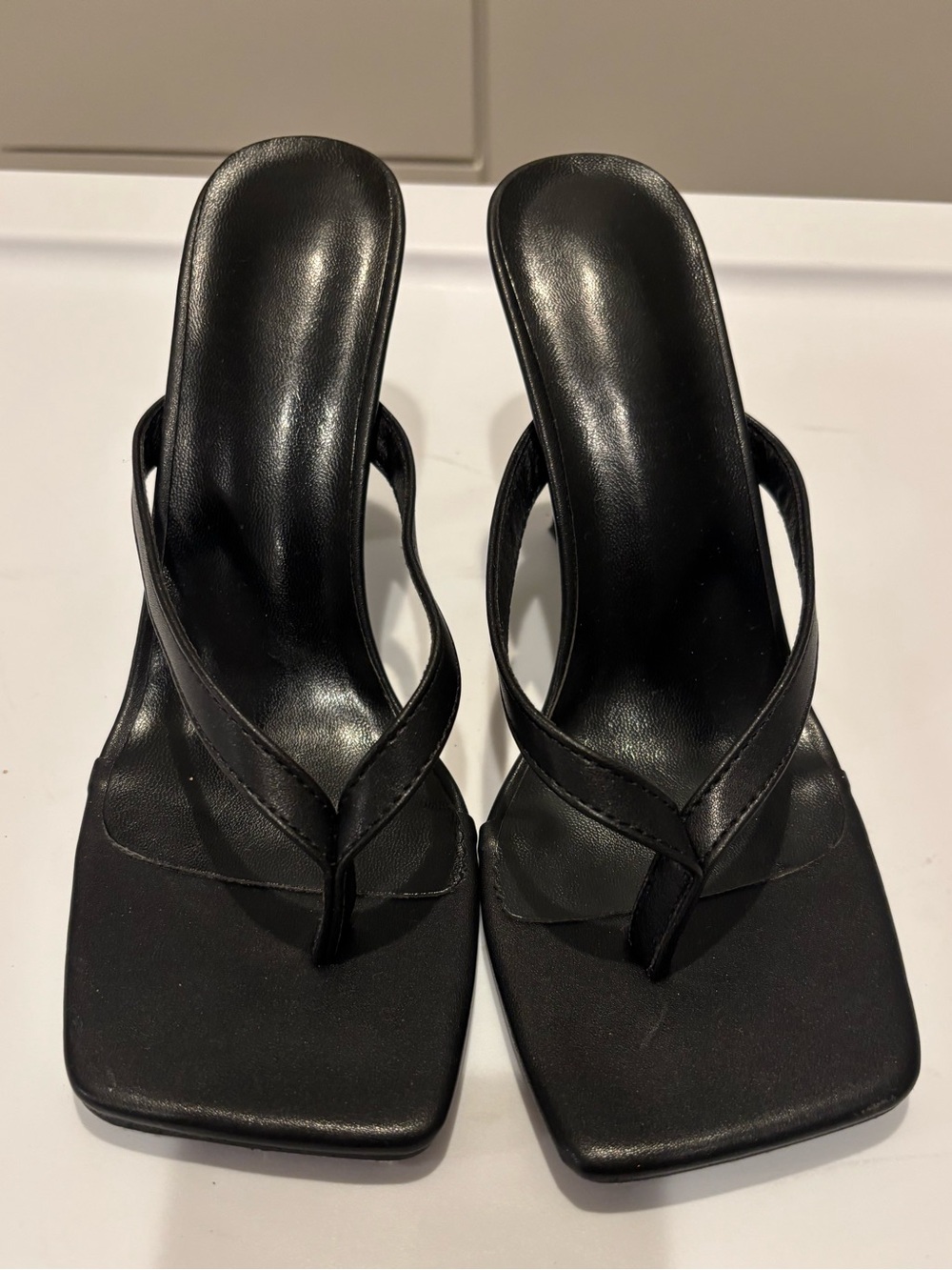 Black Square-Toe Women's Slide Sandals